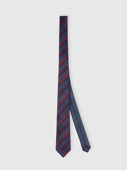 Mélange silk tie with zigzag pattern, Multicoloured  - LS25WS0GBV00IISM67U