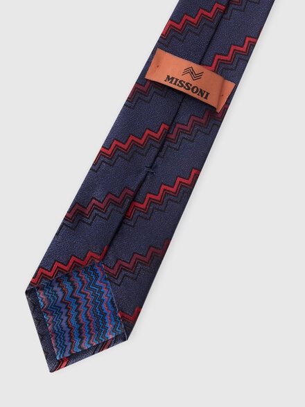 Mélange silk tie with zigzag pattern, Multicoloured  - LS25WS0GBV00IISM67U