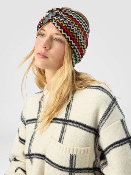 Wool-blend headband with central twist, Multicoloured  - LS25WS0HBV00IHSM67U