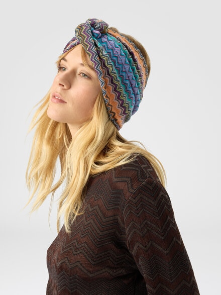 Wool-blend zigzag headband, Multicoloured  - LS25WS0IBV00IHSM67U