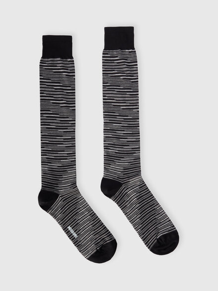 Long flame-patterned cotton-blend socks, Multicoloured  - LS25WS0MBV00IISM67T