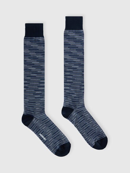 Long flame-patterned cotton-blend socks, Multicoloured  - LS25WS0MBV00IISM67U