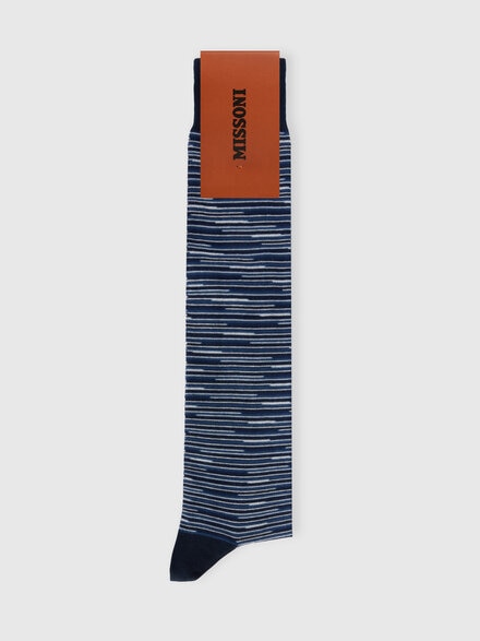 Long flame-patterned cotton-blend socks, Multicoloured  - LS25WS0MBV00IISM67U