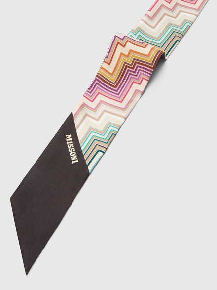 Pocket square scarf with zigzag pattern, Multicoloured  - LS25WS0NBV00IHSM67R