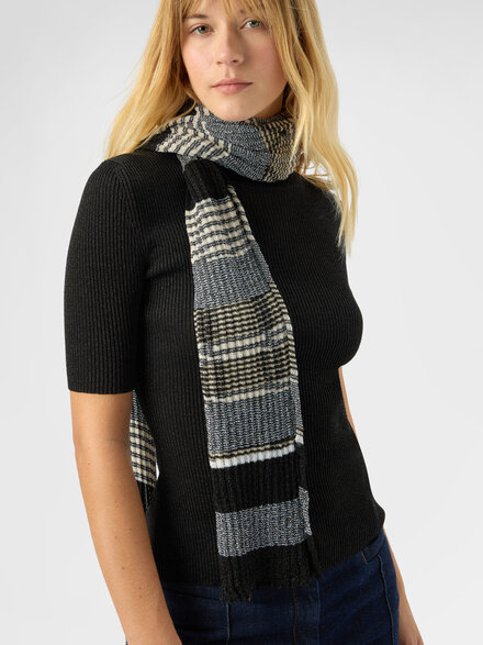 Ribbed wool and viscose scarf, Multicoloured  - LS25WS0OBV00IHSM67R