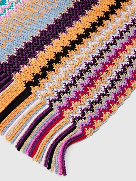 Pure wool scarf with fringes, Multicoloured  - LS25WS0QBV00IHSM67U