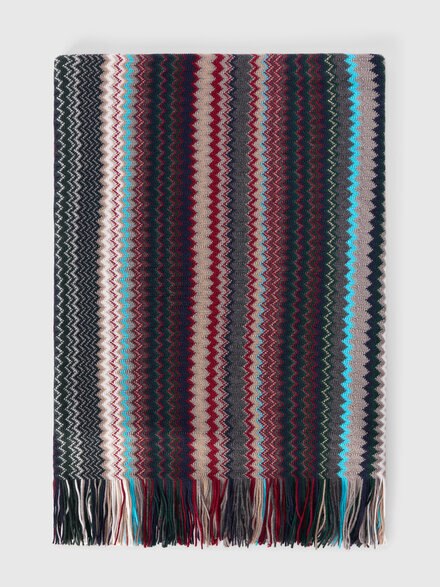 Zigzag wool scarf with fringes, Multicoloured  - LS25WS0VBV00IISM67S