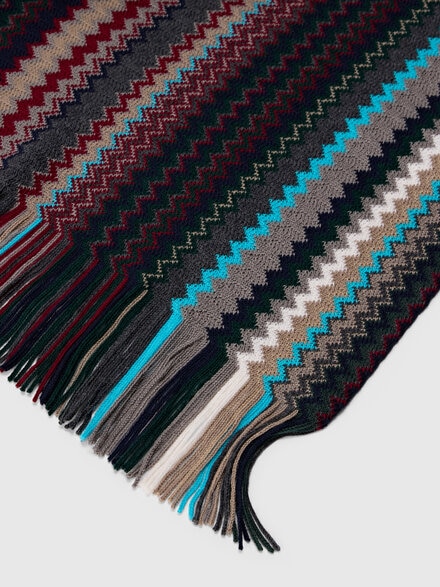 Zigzag wool scarf with fringes, Multicoloured  - LS25WS0VBV00IISM67S