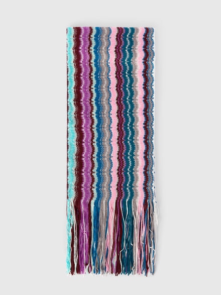 Sciarpa in lana e viscosa con frange, Multicolore  - LS25WS10BV00IHSM67R
