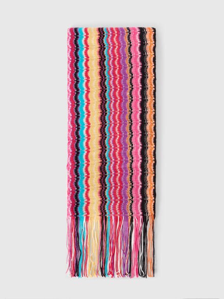 Sciarpa in lana e viscosa con frange, Multicolore  - LS25WS10BV00IHSM67U