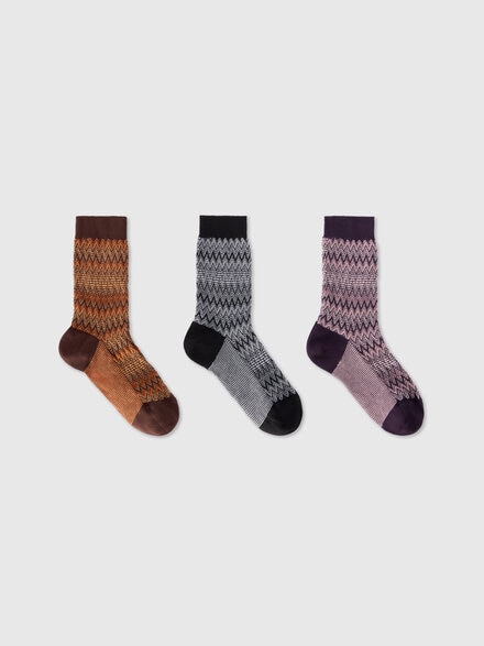 Set di tre calzini corti in misto cotone, Multicolore  - LS25WS14BV00IHSM67U