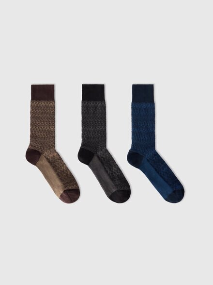 Set of three mid-length socks in a cotton blend, Multicoloured  - LS25WS15BV00IISM67U