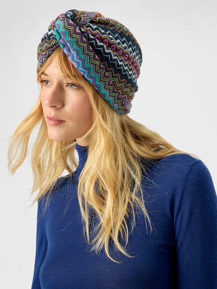 Zigzag wool-blend turban, Multicoloured  - LS25WS16BV00IHSM67U
