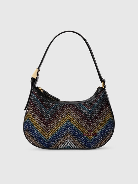 Zigzag fabric shoulder bag with sequins, Multicoloured  - LS25WX08BV00ILS91RG