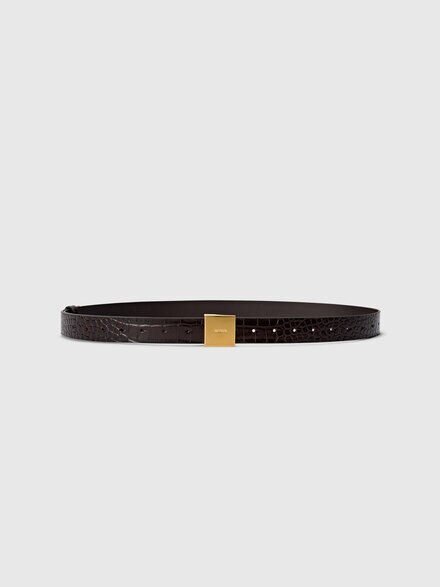 Faux croccodile leather patterned belt, Brown - LS25WX09BV00IWS80EL