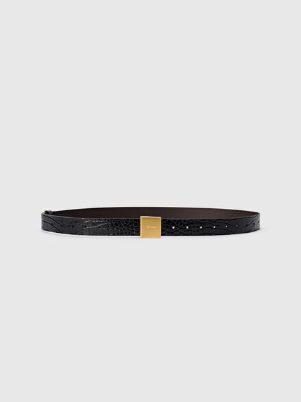 Faux croccodile leather patterned belt, Black - LS25WX09BV00IWS91O1