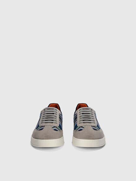 Zigzag fabric sneakers with suede inserts, Blue - LS25WY01BV00IMS91RH
