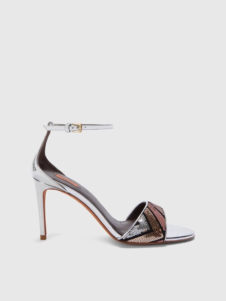 Zigzag pattern sandals with heel and adjustable strap, Multicoloured  - LS25WY04BV00INSM9J8