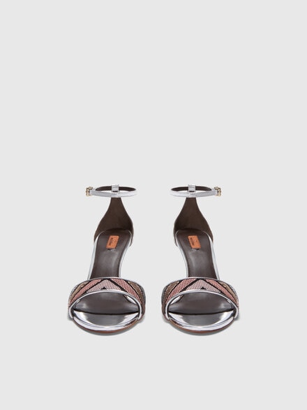 Zigzag pattern sandals with heel and adjustable strap, Multicoloured  - LS25WY04BV00INSM9J8