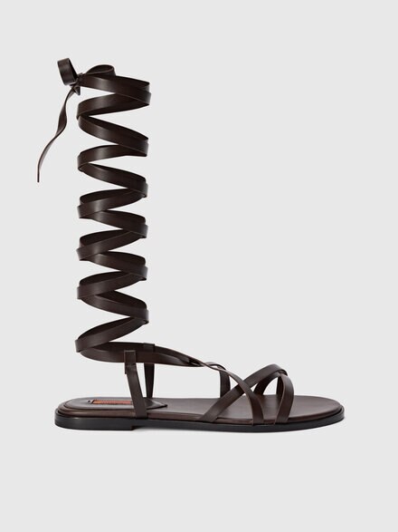 Ankle wrap sandal, Brown - LS25WY0FBV00IVS80EL