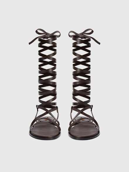 Ankle wrap sandal, Brown - LS25WY0FBV00IVS80EL