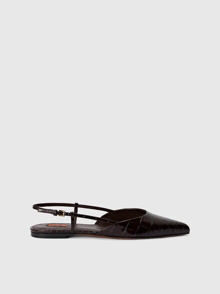 Faux croccodile leather patterned clogs, Brown - LS25WY0HBV00IVS80EL