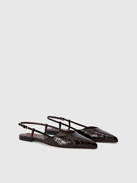 Faux croccodile leather patterned clogs, Brown - LS25WY0HBV00IVS80EL