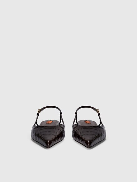 Faux croccodile leather patterned clogs, Brown - LS25WY0HBV00IVS80EL