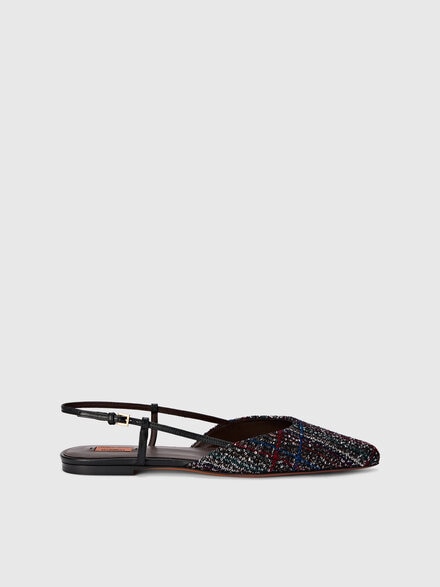 Check sequins patterned clogs, Black - LS25WY0IBV00IVSM9Y7
