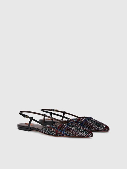 Check sequins patterned clogs, Black - LS25WY0IBV00IVSM9Y7