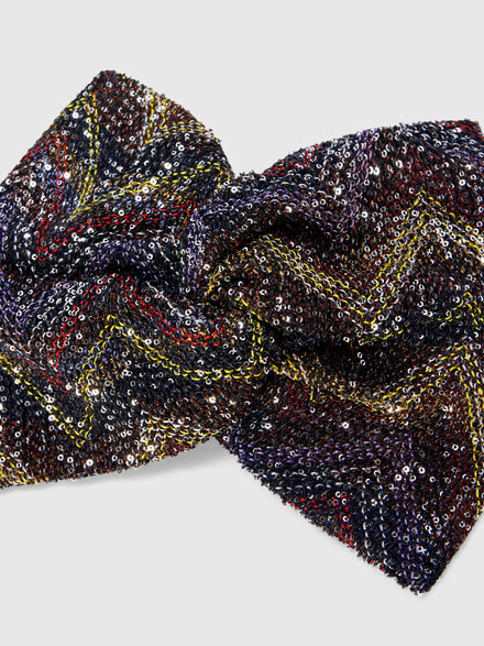 Fascia per capelli in misto viscosa lam&eacute; con paillettes, Multicolore  - LS26SS07BV00J1SM67U