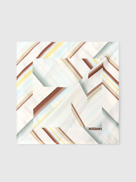 Pure silk foulard with print and logo lettering, Multicoloured  - LS26SS0KBV00J1SM67T