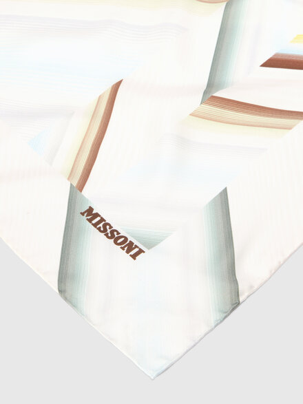 Pure silk foulard with print and logo lettering, Multicoloured  - LS26SS0KBV00J1SM67T