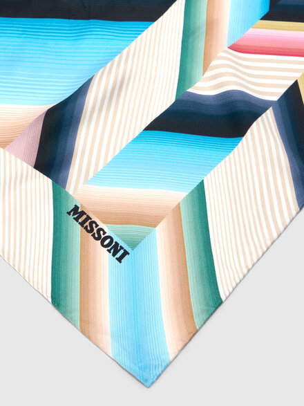 Pure silk foulard with print and logo lettering, Multicoloured  - LS26SS0KBV00J1SM67U