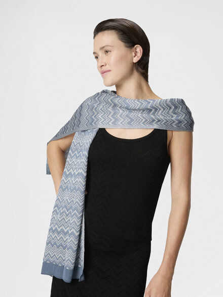 Sciarpa in misto viscosa zig zag con profilo a costine, Multicolore  - LS26SS17BV00J1SM67T