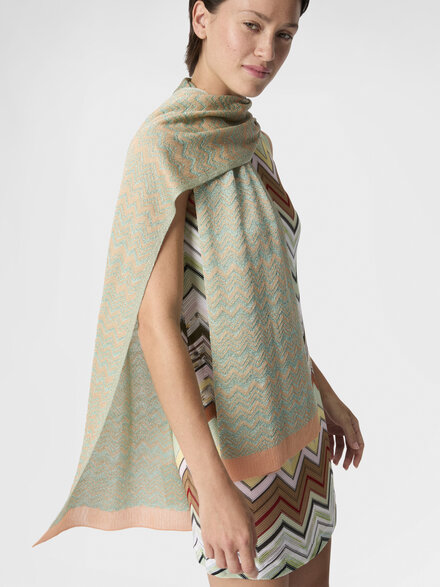 Sciarpa in misto viscosa zig zag con profilo a costine, Multicolore  - LS26SS17BV00J1SM67U