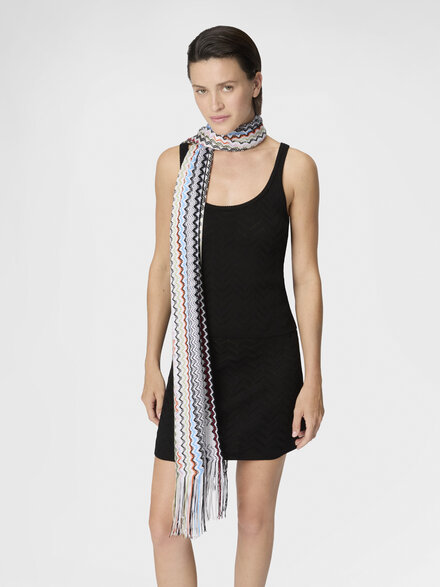 Sciarpa in viscosa zig zag con frange, Multicolore  - LS26SS1DBV00J1SM67R