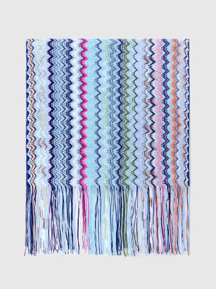 Zigzag viscose scarf with fringes, Multicoloured  - LS26SS1DBV00J1SM67S