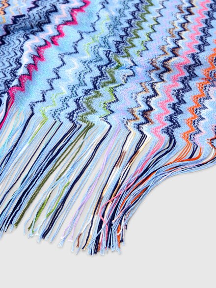 Zigzag viscose scarf with fringes, Multicoloured  - LS26SS1DBV00J1SM67S