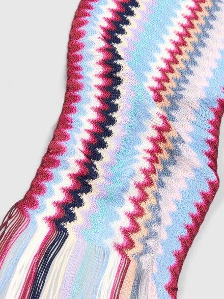 Viscose scarf with fringes and zigzag motif, Multicoloured  - LS26SS1IBV00J1SM67S