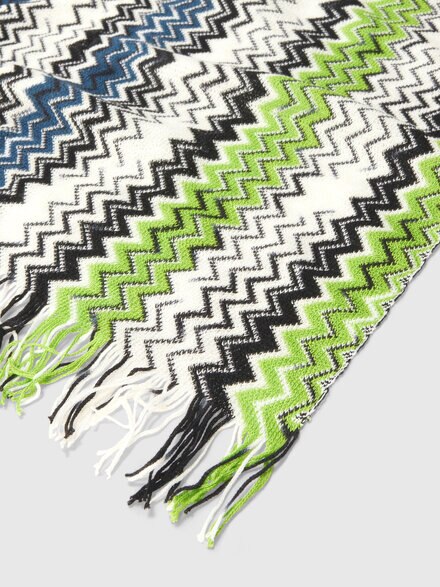 Cotton zigzag scarf with fringes, Multicoloured  - LS26SS22BV00J2SM67S