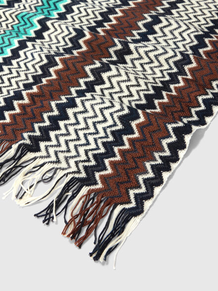 Cotton zigzag scarf with fringes, Multicoloured  - LS26SS22BV00J2SM67U