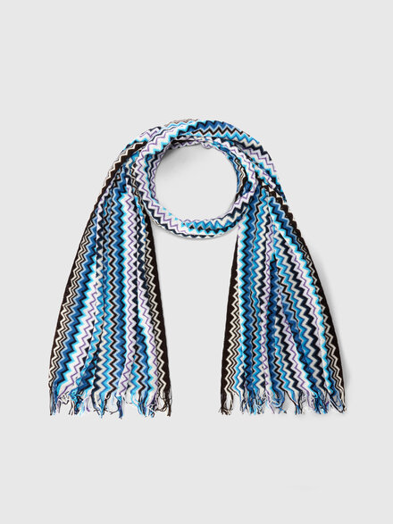 Pure cotton scarf with fringes, Multicoloured  - LS26SS28BV00J2SM67R