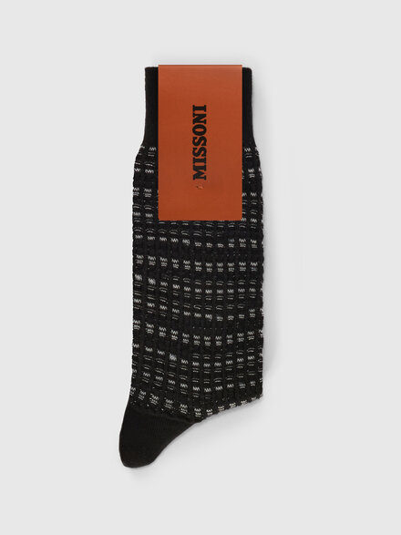 Mid-length cotton-blend socks with check pattern, Multicoloured  - LS26SS36BV00J2SM67T