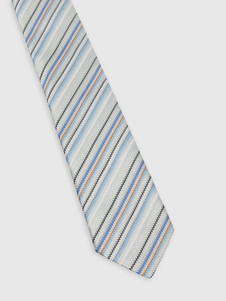 Cravate en soie &agrave; micro-motif zigzag, Multicolore  - LS26SS3KBV00J2SM67R