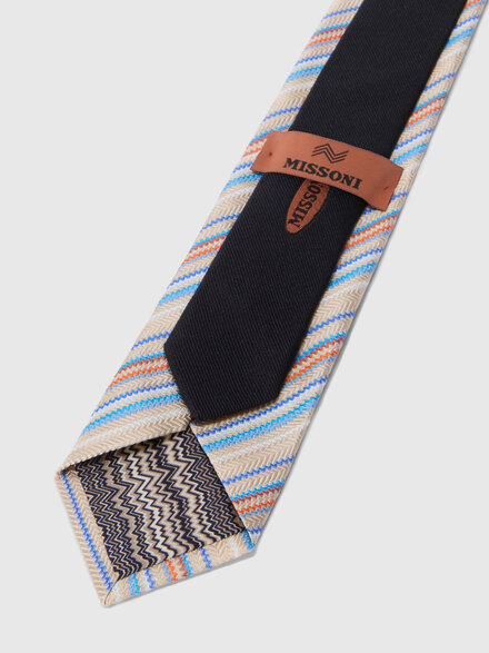 Cravatta in seta con micro zig zag, Multicolore  - LS26SS3KBV00J2SM67T