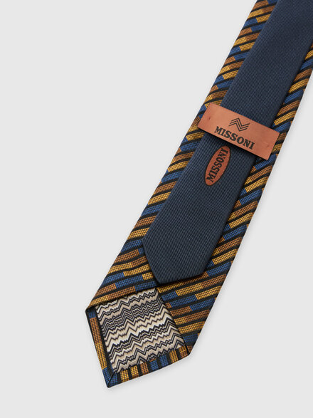 Silk tie with oblique stripes, Multicoloured  - LS26SS3OBV00J2SM67S