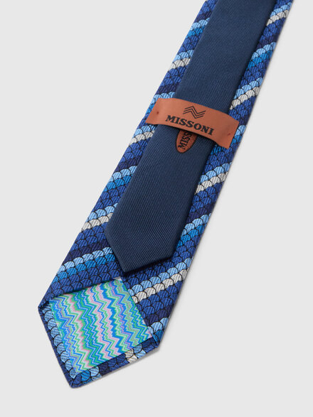 Cravatta in seta con motivo waffle, Multicolore  - LS26SS3XBV00J2SM67S