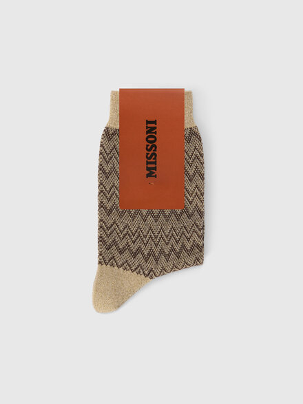 Short lam&eacute; knit socks with zigzag pattern, Multicoloured  - LS26SS4UBV00J1SM67R