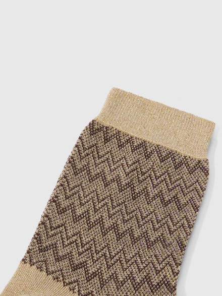 Short lam&eacute; knit socks with zigzag pattern, Multicoloured  - LS26SS4UBV00J1SM67R